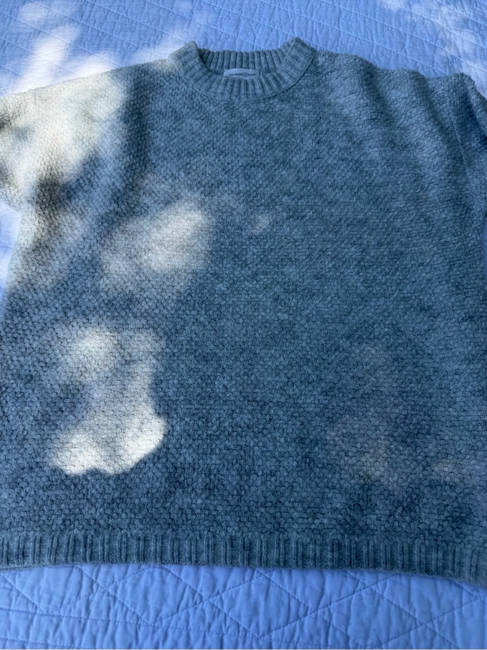 Treasure & Bond Light Gray Ribbed Crewneck Sweater